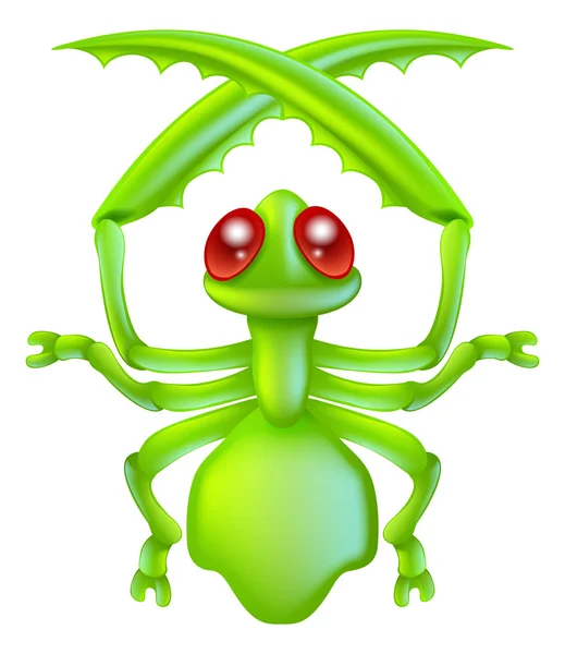 Insecto de dibujos animados presa mantis bug — Vector de stock