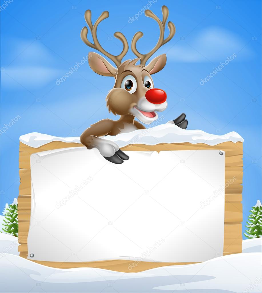 Christmas Cartoon Reindeer Sign