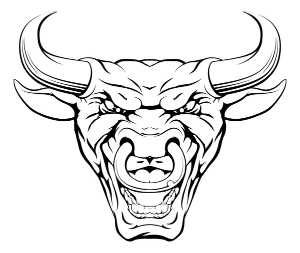 Taai Bull mascotte gezicht — Stockvector
