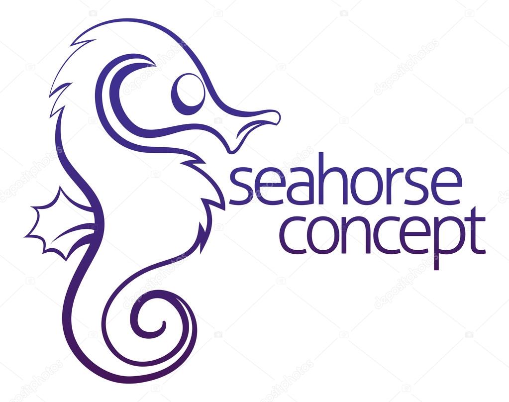 An illustration of an abstract seahorse concept design