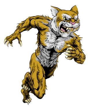 Wildcat sports mascot running clipart