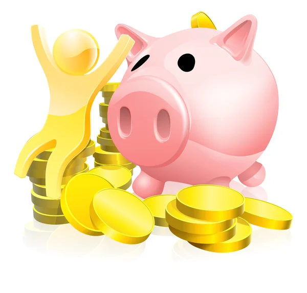 Piggy bank person — Stock Vector