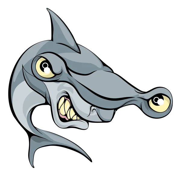 Hamer hoofd haai cartoon — Stockvector
