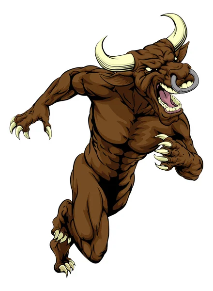 Toro mascota carga — Vector de stock