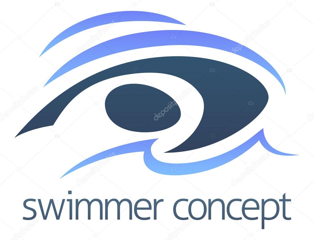 An abstract illustration of a swimmer swimming concept design