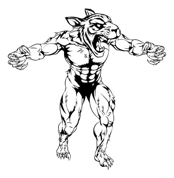 Mascotte de sport effrayant Tigre — Image vectorielle