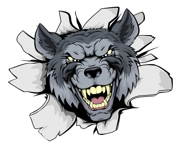 Mascote lobo irromper — Vetor de Stock