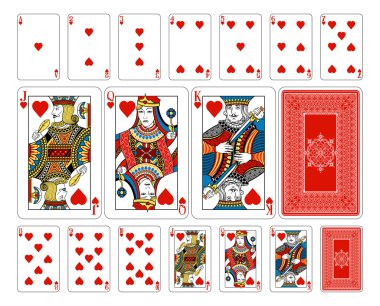 Bridge size Heart playing cards plus reverse clipart
