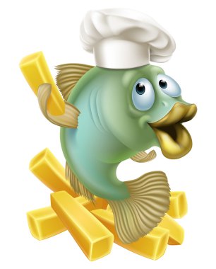 Balık ve cips chartoon Şef