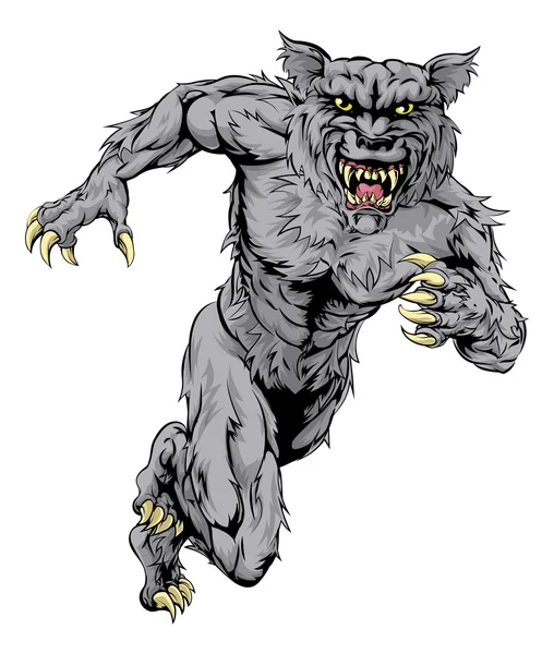 Werwolf Wolf Sport Maskottchen läuft — Stockvektor