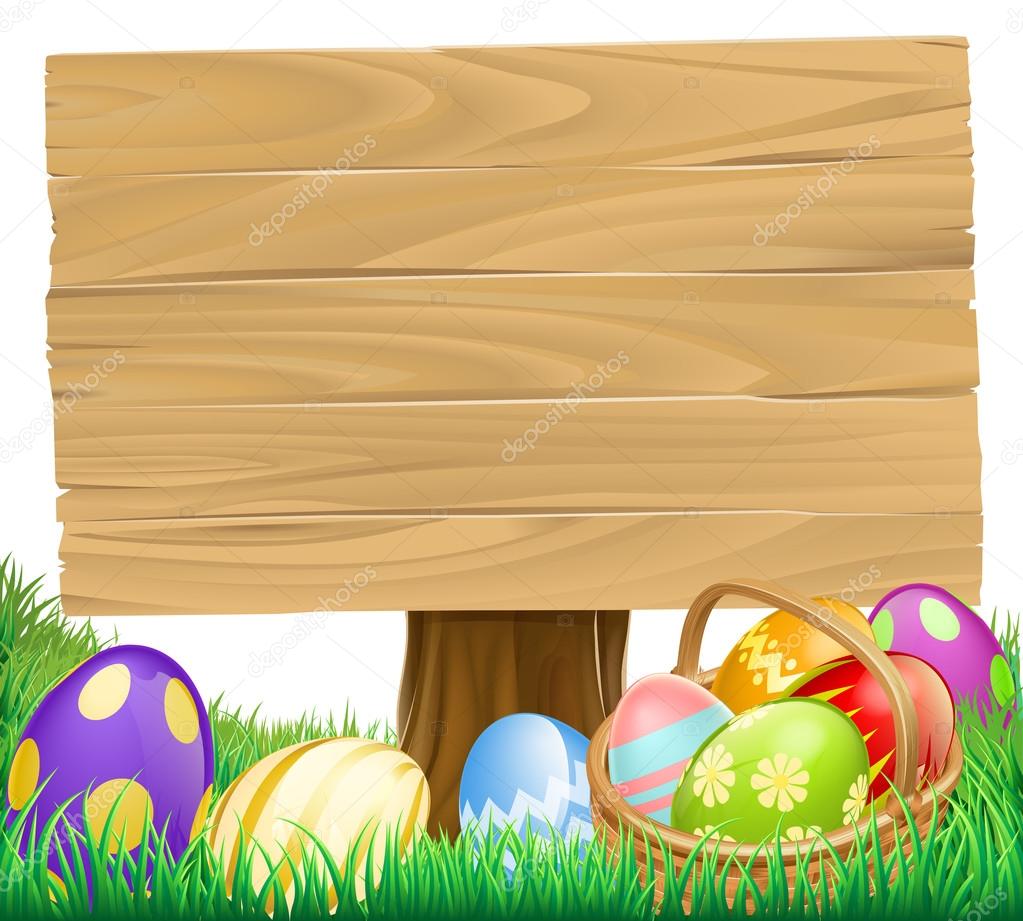 Wooden Easter Egg Sign