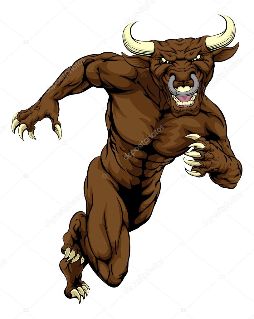 Sprinting bull mascot