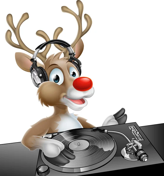 DJ Christmas Reindeer — Stock Vector