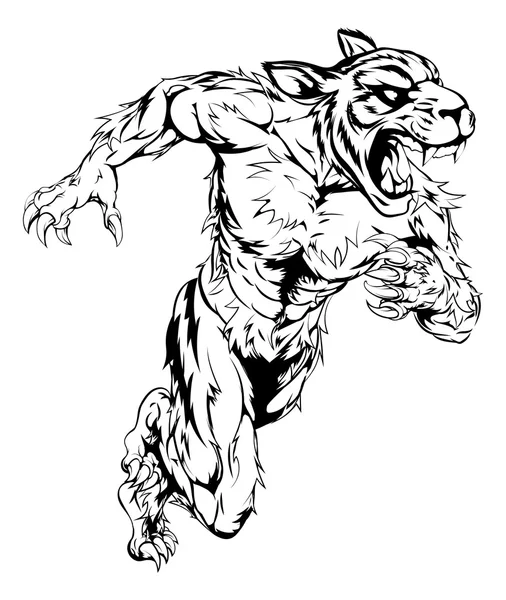 Tiger sports mascot running — Stock Vector