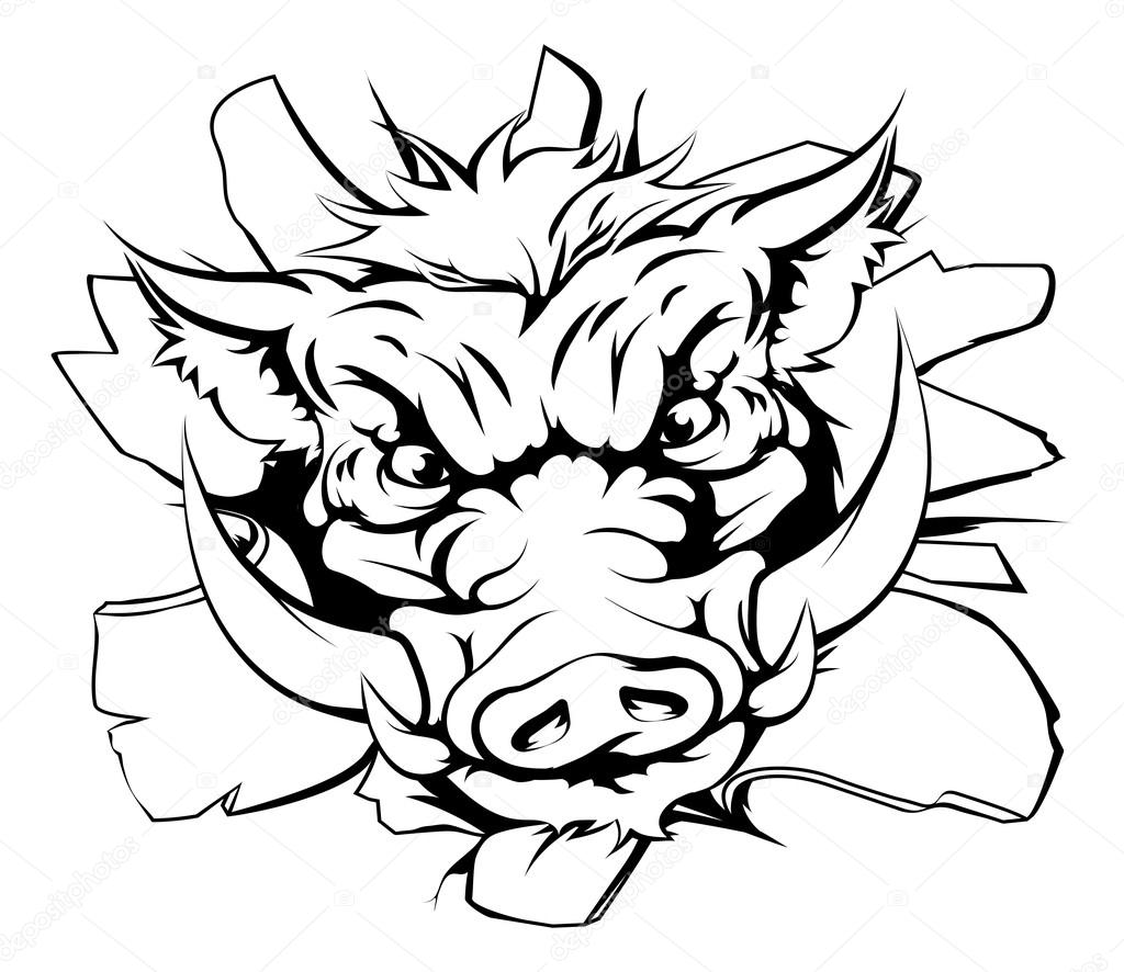 An illustration of a boar charging through the background