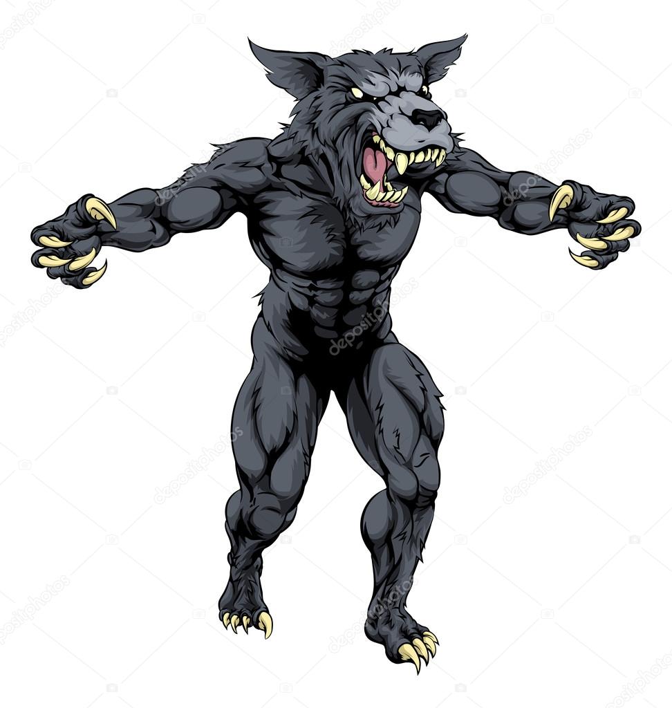 Wolf man with claws out