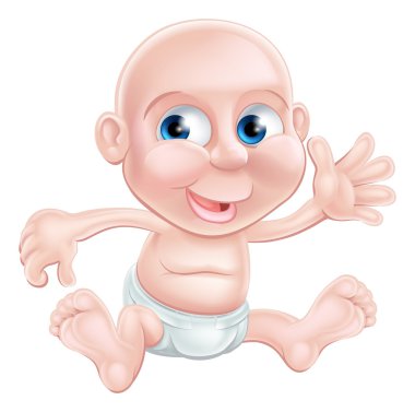 Mutlu karikatür bebek sallıyor