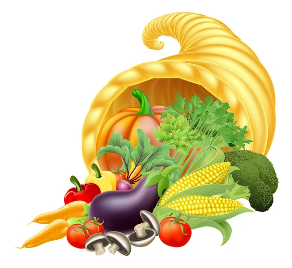 Cornucopia cuerno de la abundancia — Vector de stock