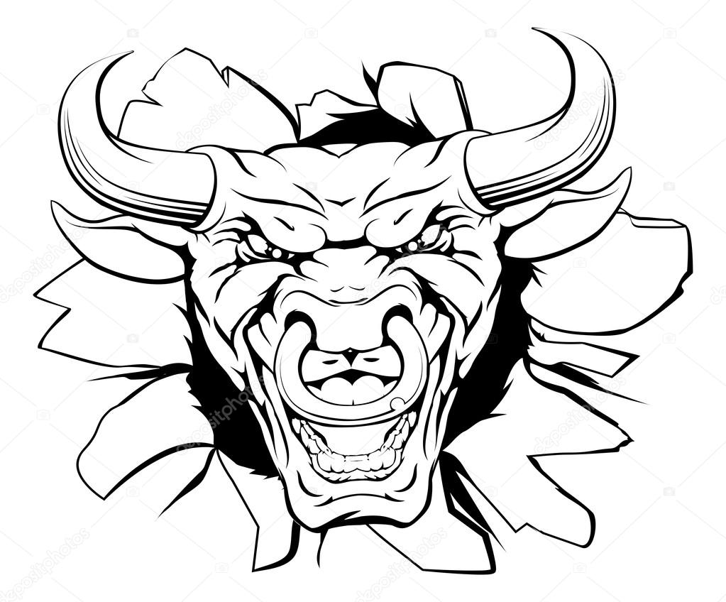 Bull mascot smashing out