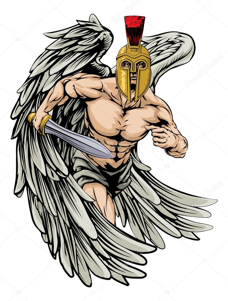 ᐈ Tattoos Of Warrior Angels Stock Pictures Royalty Free Angel With Sword Illustrations Download On Depositphotos