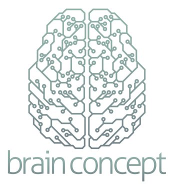 Brain computer circuit design clipart