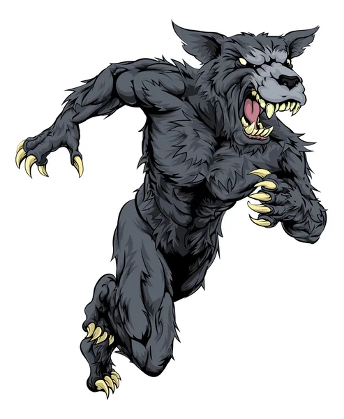 Loup mascotte de sport ou loup-garou course — Image vectorielle