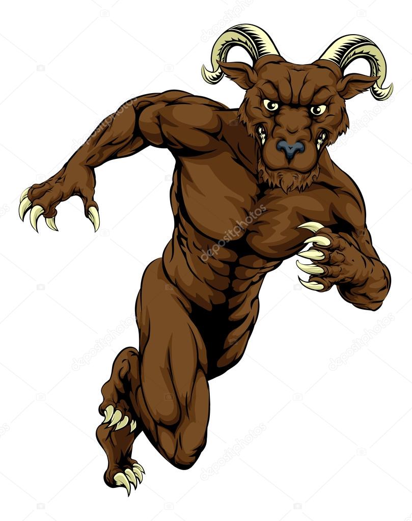 Running ram mascot illustration of a ram animal sports mascot or character sprinting