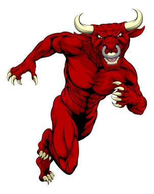 Sprinting red bull mascot clipart
