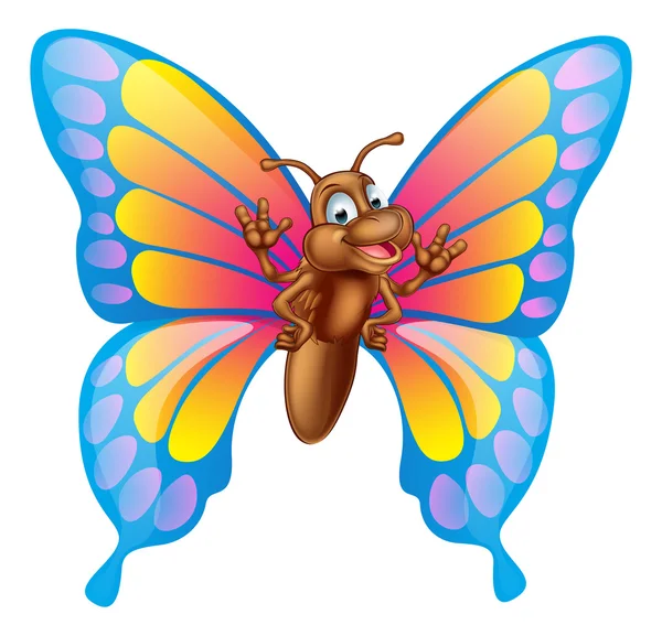 Ilustración de mariposa de dibujos animados — Vector de stock