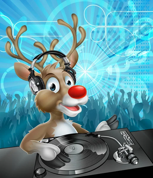 Kerst Rendier Party Dj — Stockvector