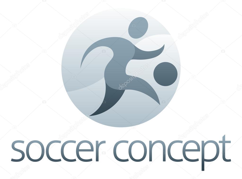 Soccer Sports Concept of a stylised figure kicking a football