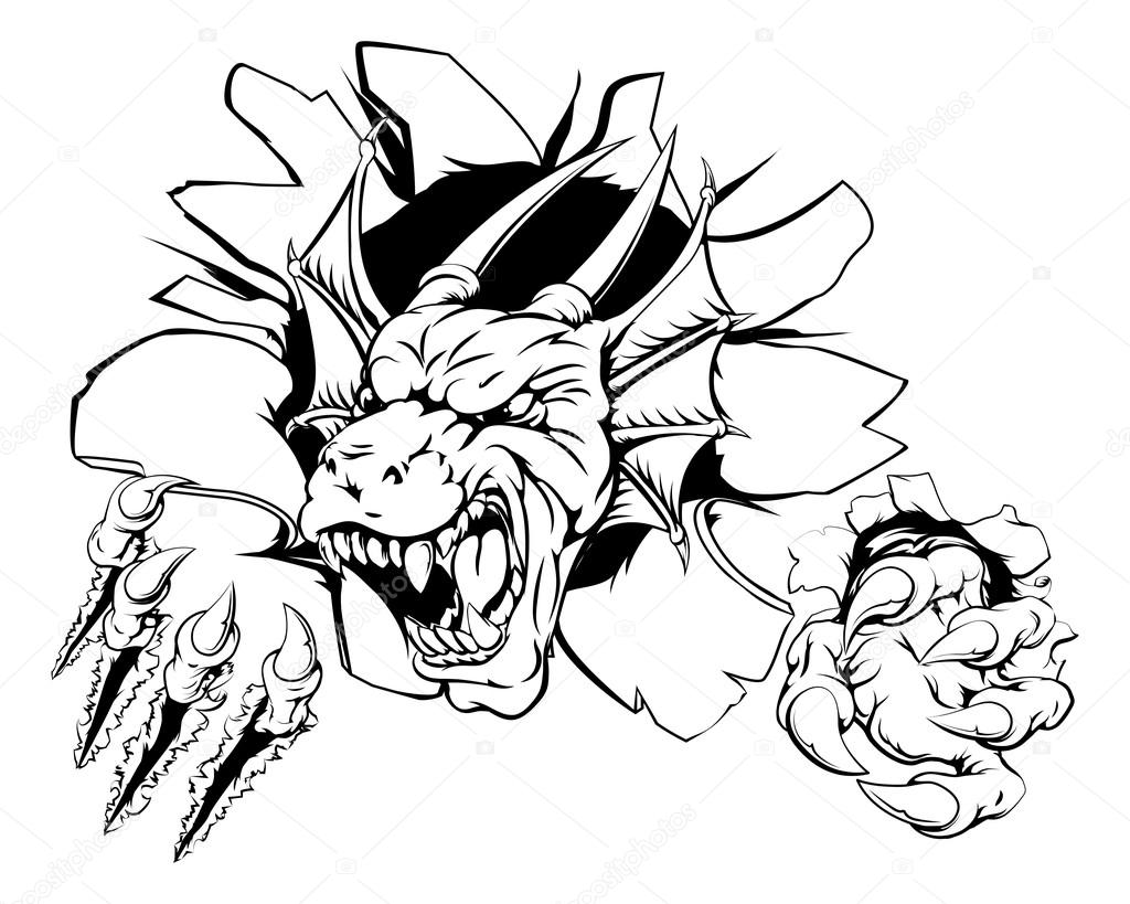 Angry dragon sports mascot