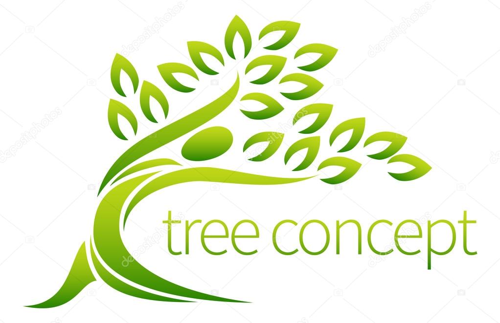 Tree person symbol concept of a stylised tree in the shape of a human figure with leaves, lends itself to being used with text