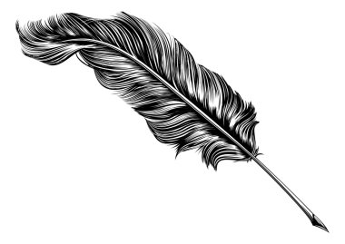 Vintage feather quill pen illustration clipart