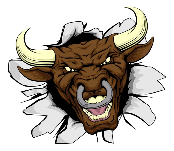 Bull maskot průlom — Stockový vektor