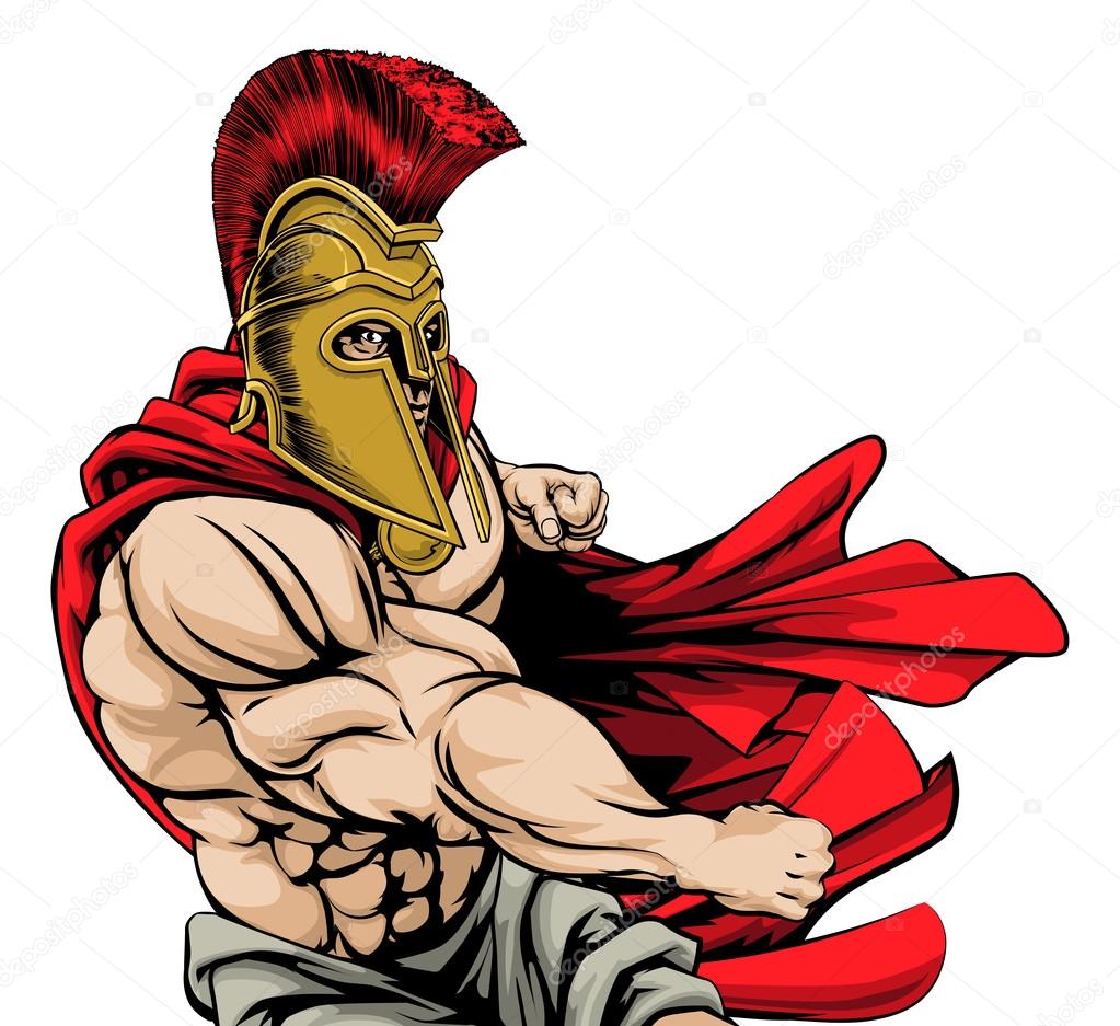 Punching spartan mascot