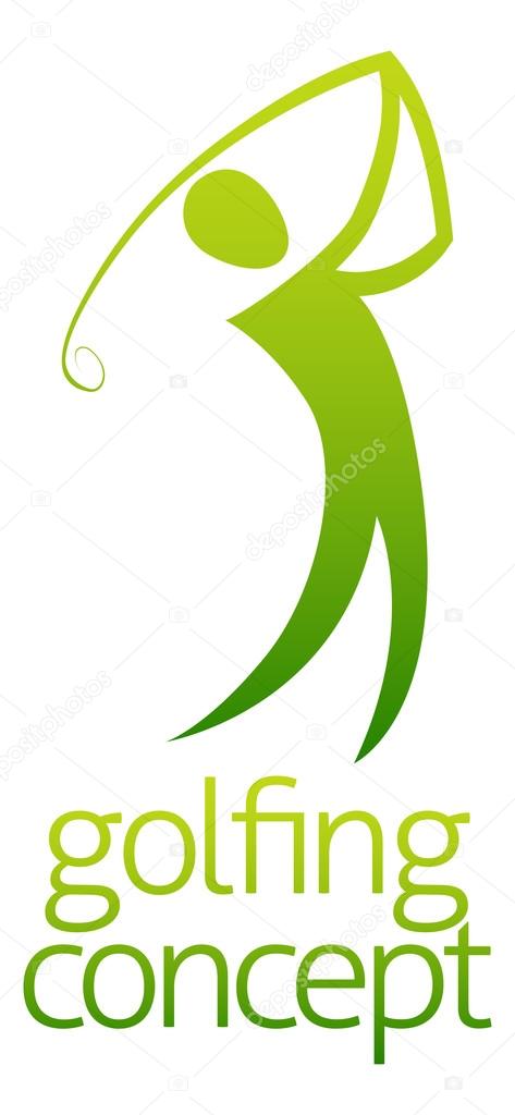 An illustration of an abstract golfer swinging his golf club concept design