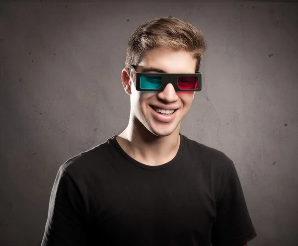 Young man wearing 3d glasses — Stock Photo, Image