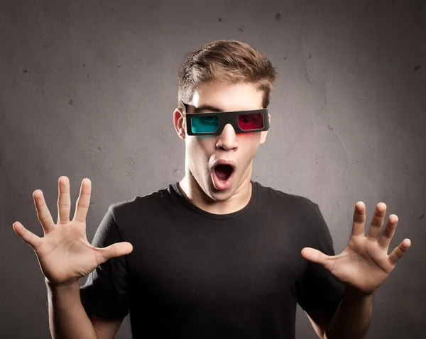 Young man wearing 3d glasses — Stock Photo, Image