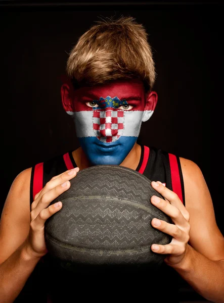 Basketbalspeler met Kroatische vlag — Stockfoto