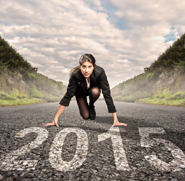 Businesswoman on a road — Stock Photo, Image