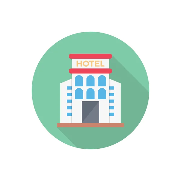 Hotel Vektor Flache Farbe Symbol — Stockvektor