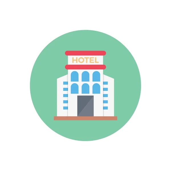 Hotel Vektor Flache Farbe Symbol — Stockvektor