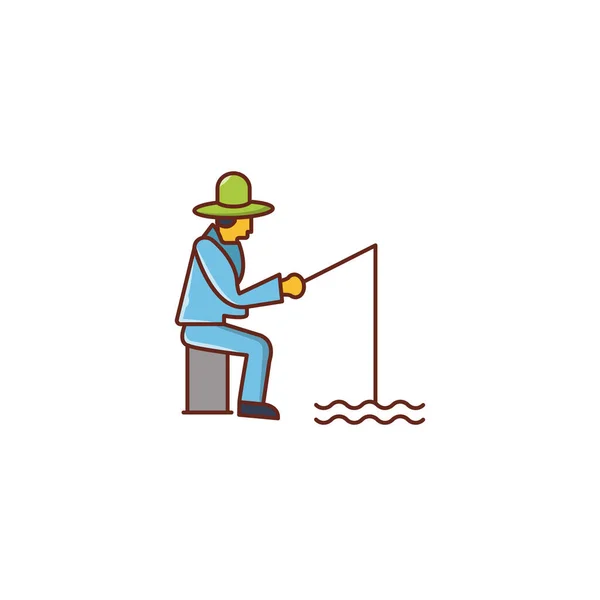 Fishing Rod Vector Flat Color Icon — Stock Vector