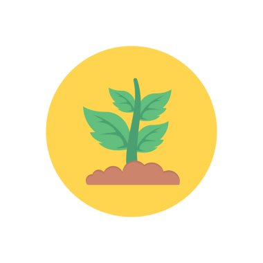 yeşil bitki vektörü düz renk simgesi