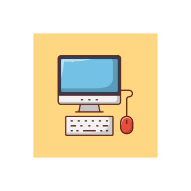 bilgisayar vektörü düz renk simgesi