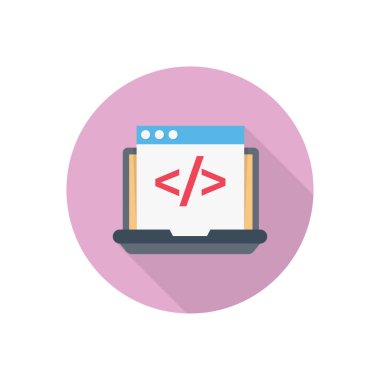 dizüstü bilgisayar kodlama vektörü düz renk simgesi