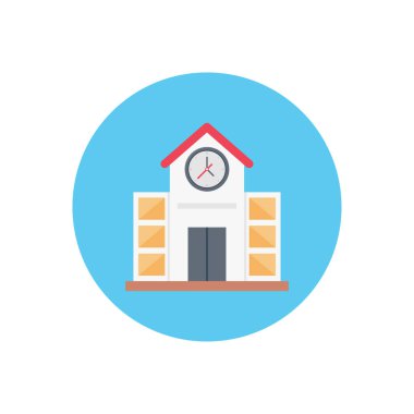 okul vektörü düz renk simgesi