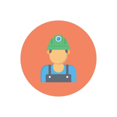 işçi vektörü düz renk simgesi