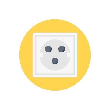 soket vektörü düz renk simgesi